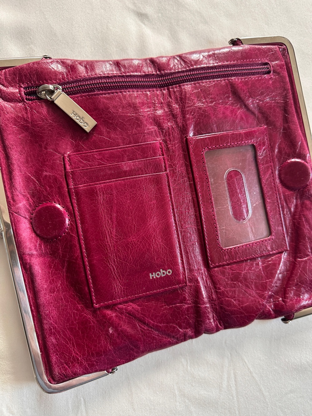 HOBO Lauren Berry Vintage Leather Double Frame Clutch/Wallet - Picture 5 of 10
